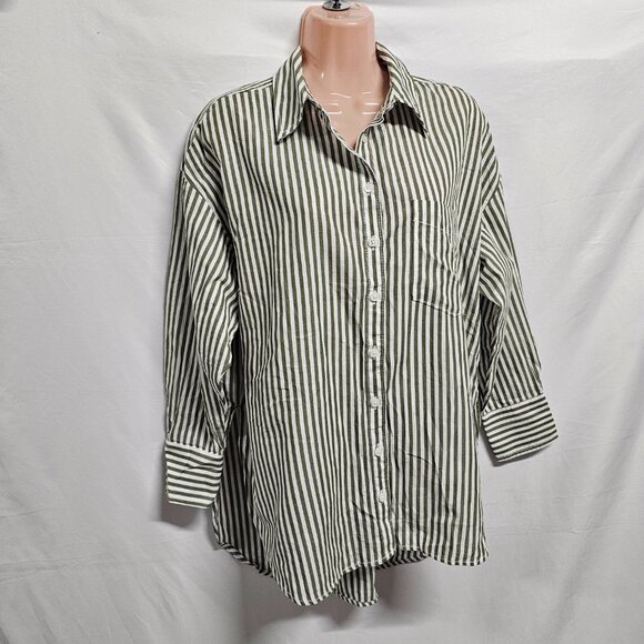 The Bennet Button Down Shirt by Maeve Women Size SP Green - Picture 6 of 14